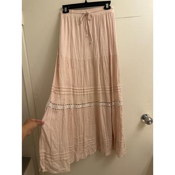 Lost + Wander Light Pink Boho Maxi Skirt | Coastal Cowgirl Romantic Core M - Picture 2 of 6